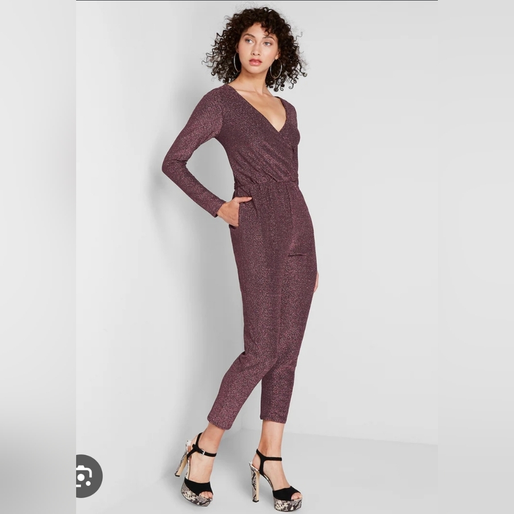 All Fond Pink Metallic Jumpsuit